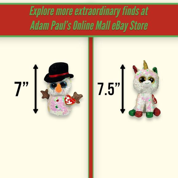 3pc Ty Flippables Christmas Holiday Snowman Unicorn Plush Toy Melty Stardust 7" - Picture 8 of 16